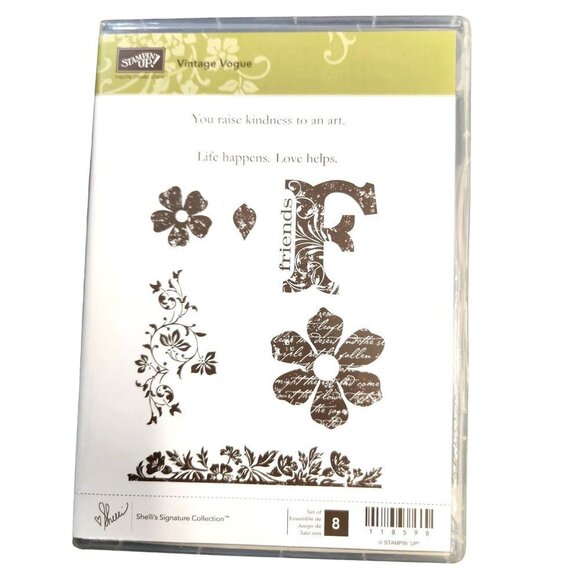 Stampin Up! 5 Complete Stamp Sets, Flowers, Labels, Tags, Vintage, and more - Picture 3 of 10